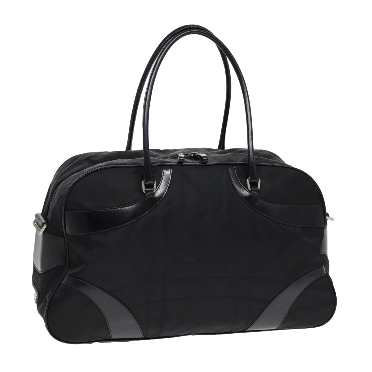 Luxury Prada Shoulder Bag Nylon Black Silver  85626