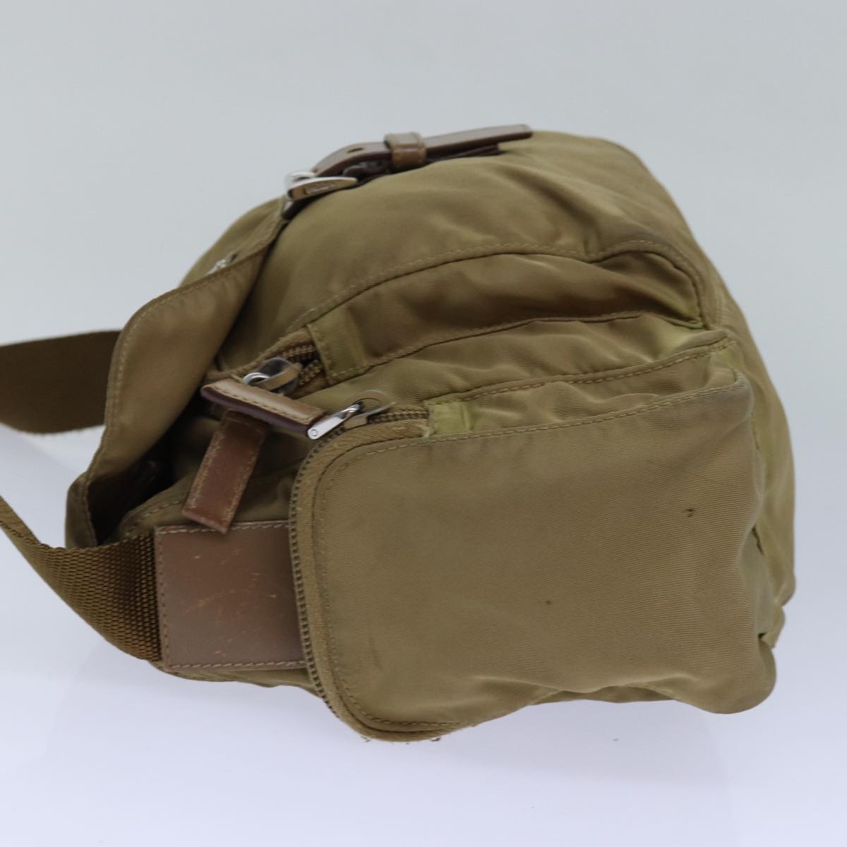 Luxury Prada Shoulder Bag Nylon Beige Silver  85627