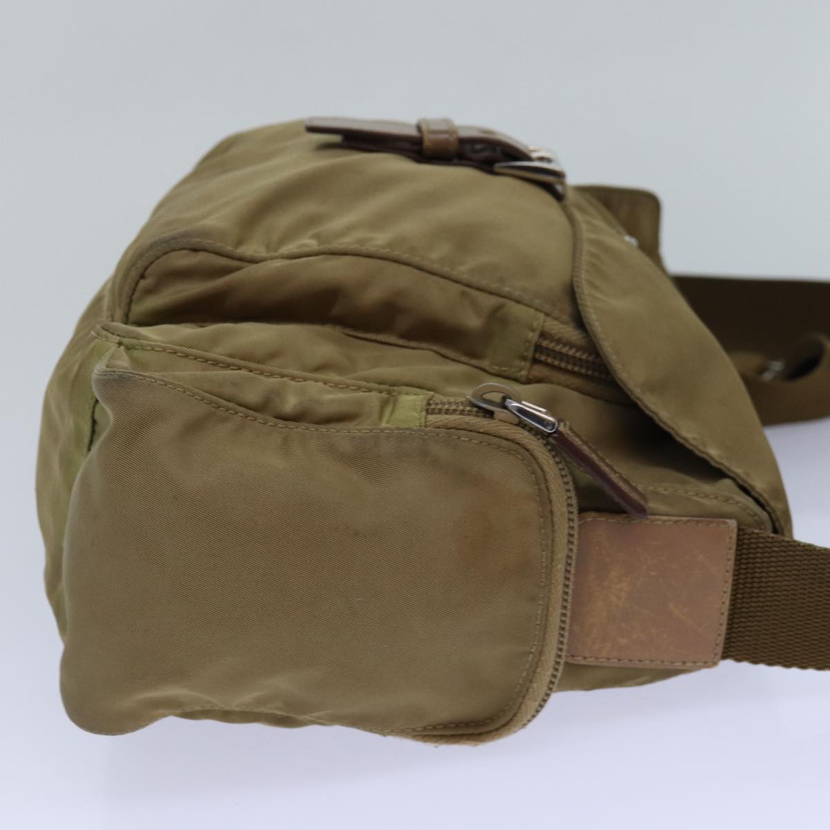 Luxury Prada Shoulder Bag Nylon Beige Silver  85627