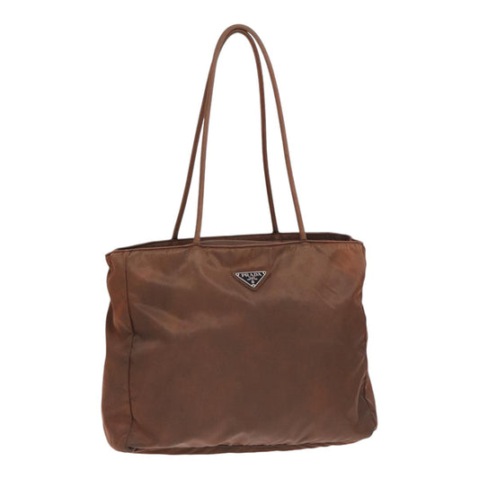 Luxury Prada Tote Bag Nylon Brown Silver  85628