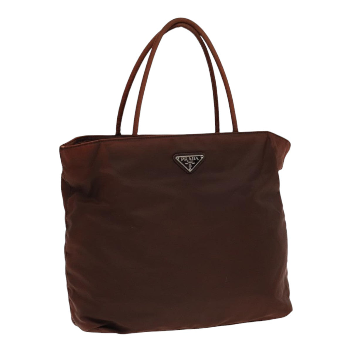 Luxury Prada Tote Bag Nylon Brown Silver  85631