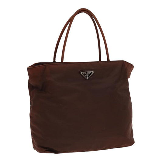 Luxury Prada Tote Bag Nylon Brown Silver  85631