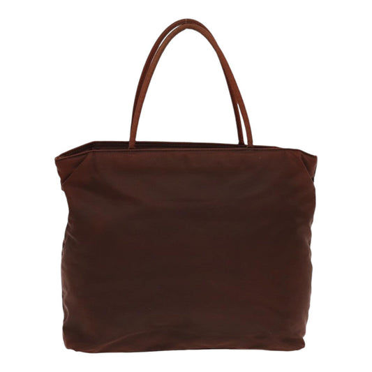 Luxury Prada Tote Bag Nylon Brown Silver  85631
