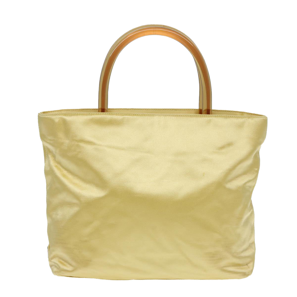 Luxury Prada Hand Bag Satin Yellow Silver  85633