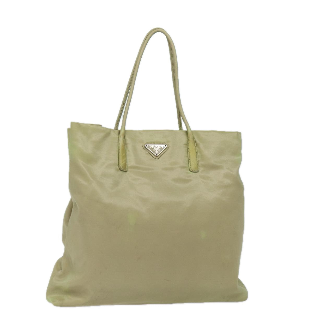 Luxury Prada Tote Bag Nylon Beige Silver  85635