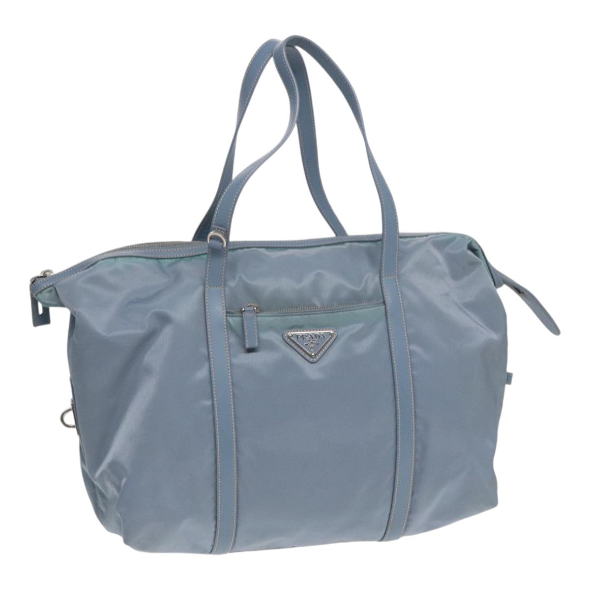 Luxury Prada Tote Bag Nylon Light Blue Silver  85637