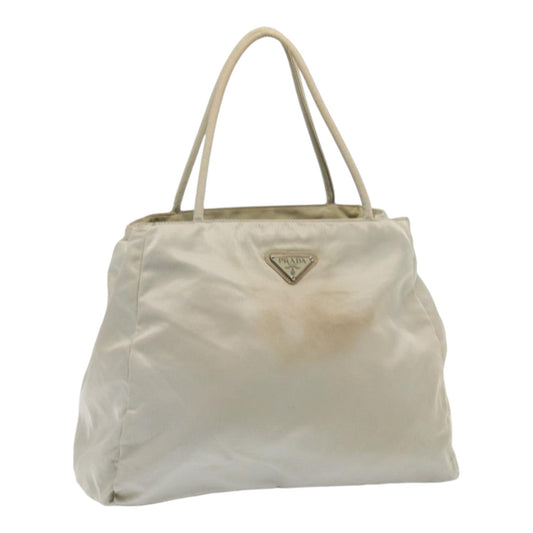 Luxury Prada Tote Bag Nylon Ivory Silver  85638