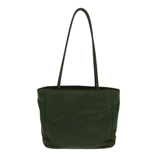 Luxury Prada Tote Bag Nylon Khaki Silver  85640