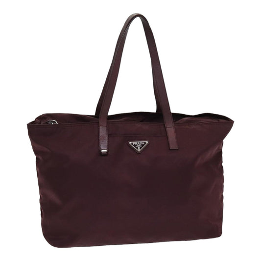 Luxury Prada Tote Bag Nylon Bordeaux Silver  85643