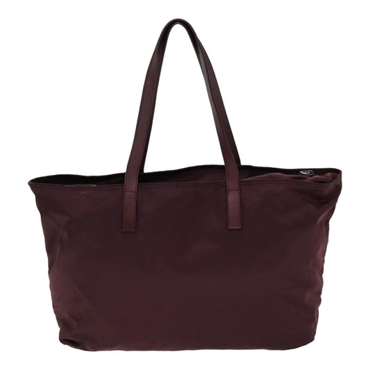 Luxury Prada Tote Bag Nylon Bordeaux Silver  85643