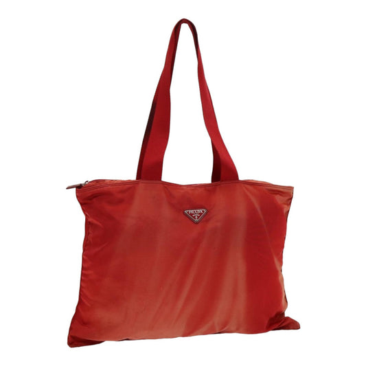 Luxury Prada Tote Bag Nylon Red Silver  85644