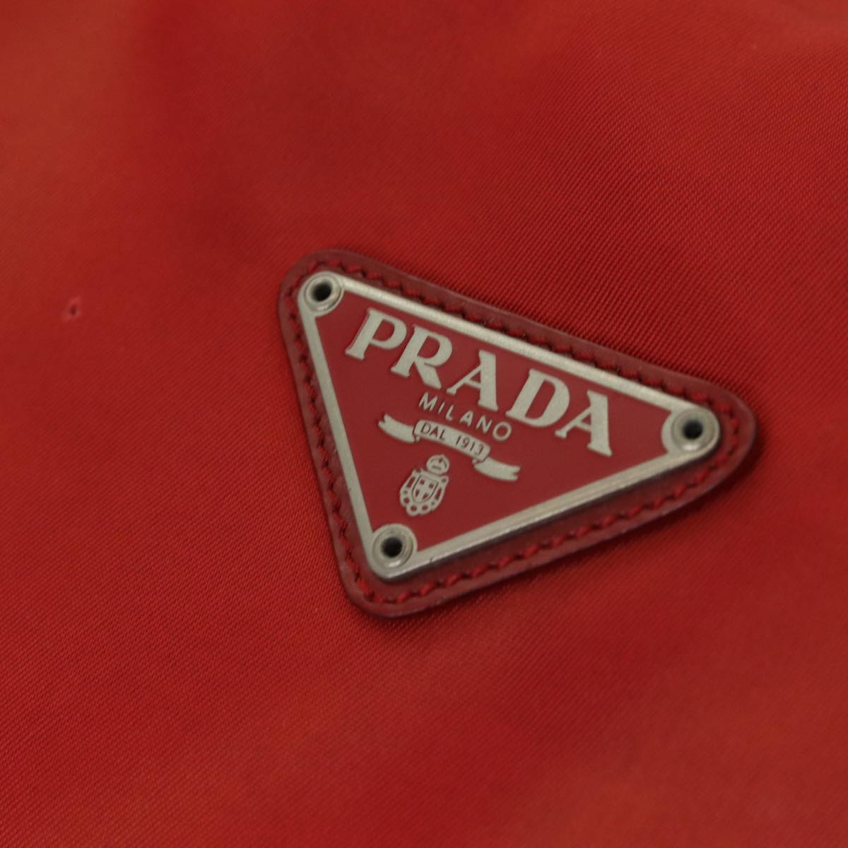 Luxury Prada Tote Bag Nylon Red Silver  85644