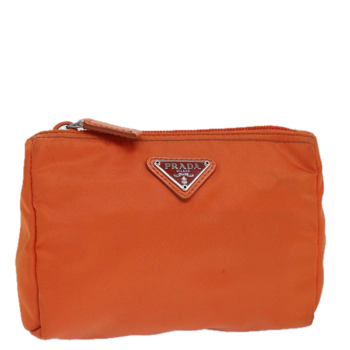 Luxury Prada Pouch Nylon Silver Orange  85656