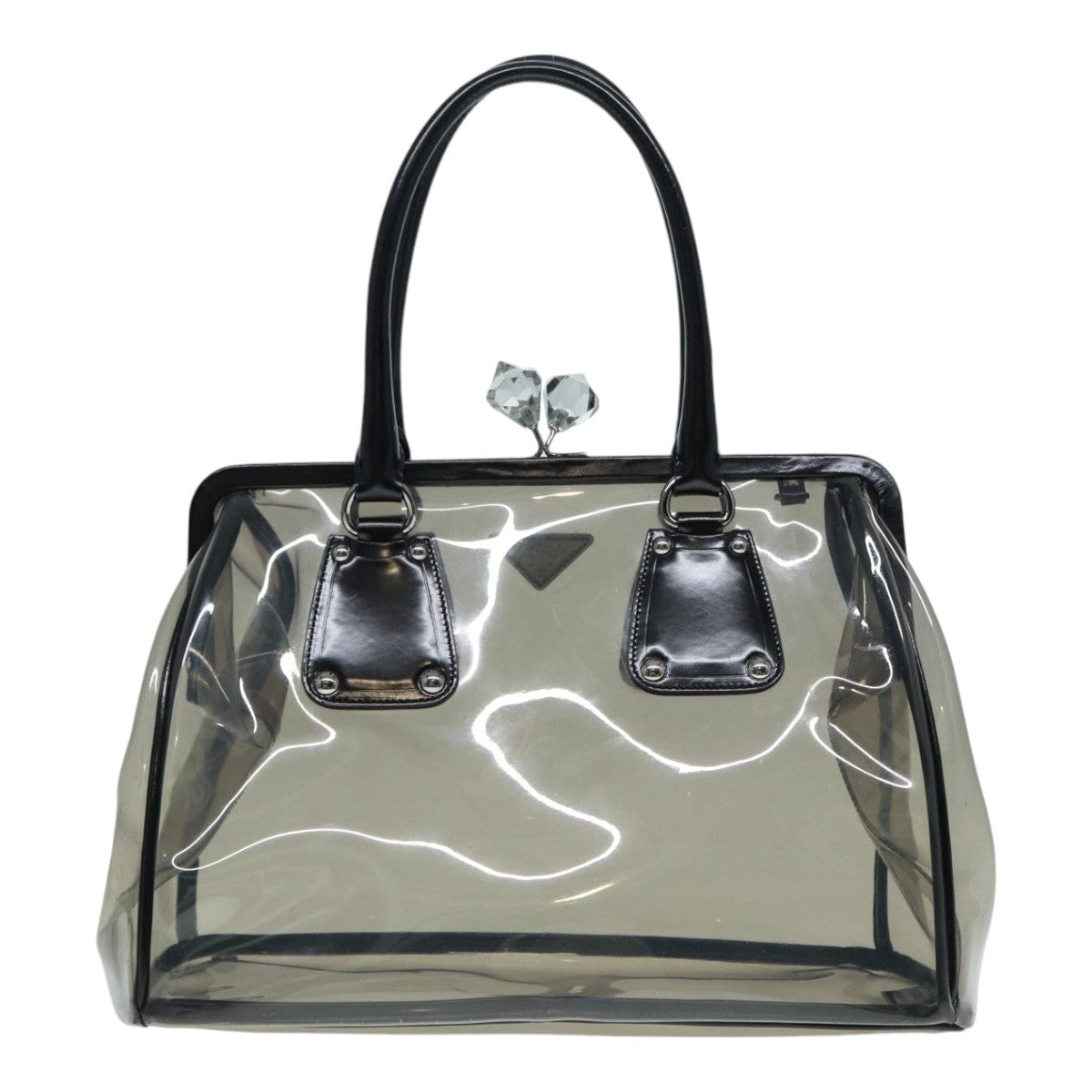 Luxury Prada Hand Bag Vinyl Clear Silver  85672A