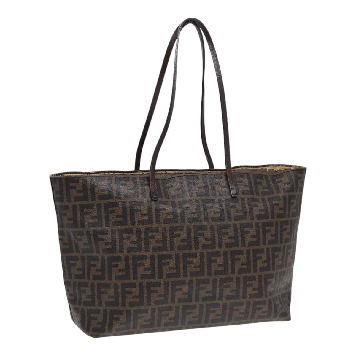 Luxury Fendi Zucca Canvas Tote Bag Brown Black gold85703