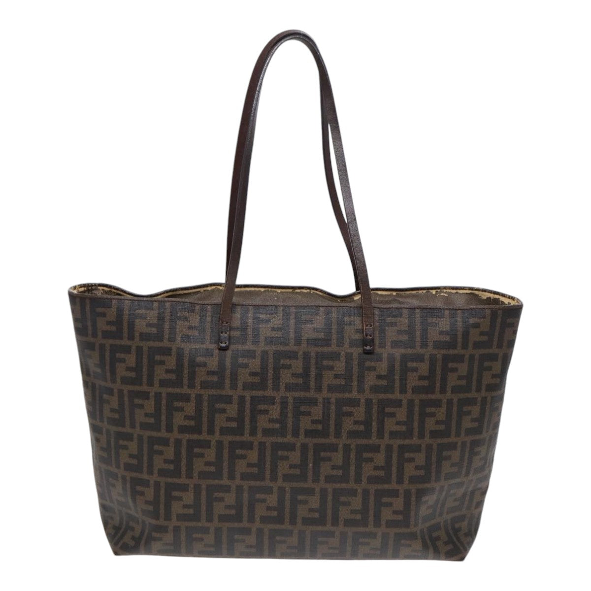 Luxury Fendi Zucca Canvas Tote Bag Brown Black gold85703