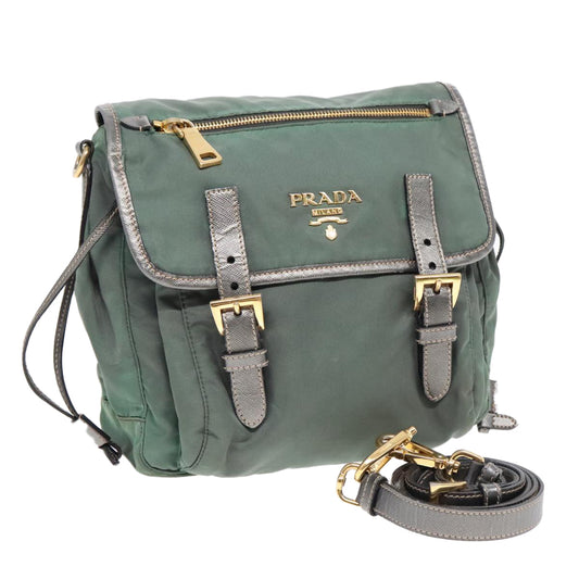 Luxury Prada Shoulder Bag Nylon Green Gold  85711