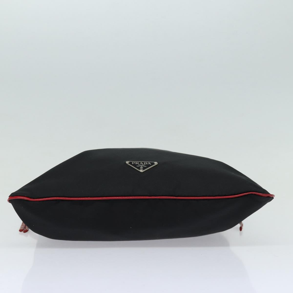 Luxury Prada Tote Bag Nylon Velour Black Red Silver  85714