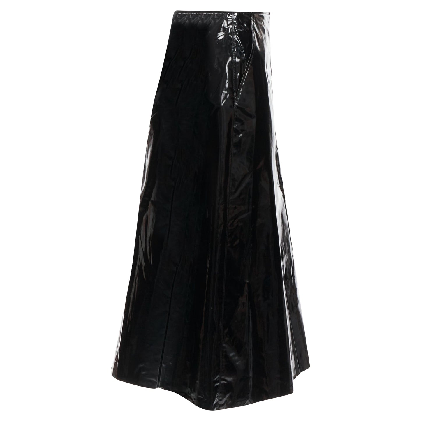 Gucci coated cotton vinyl buckle punk kilt pleated skirt