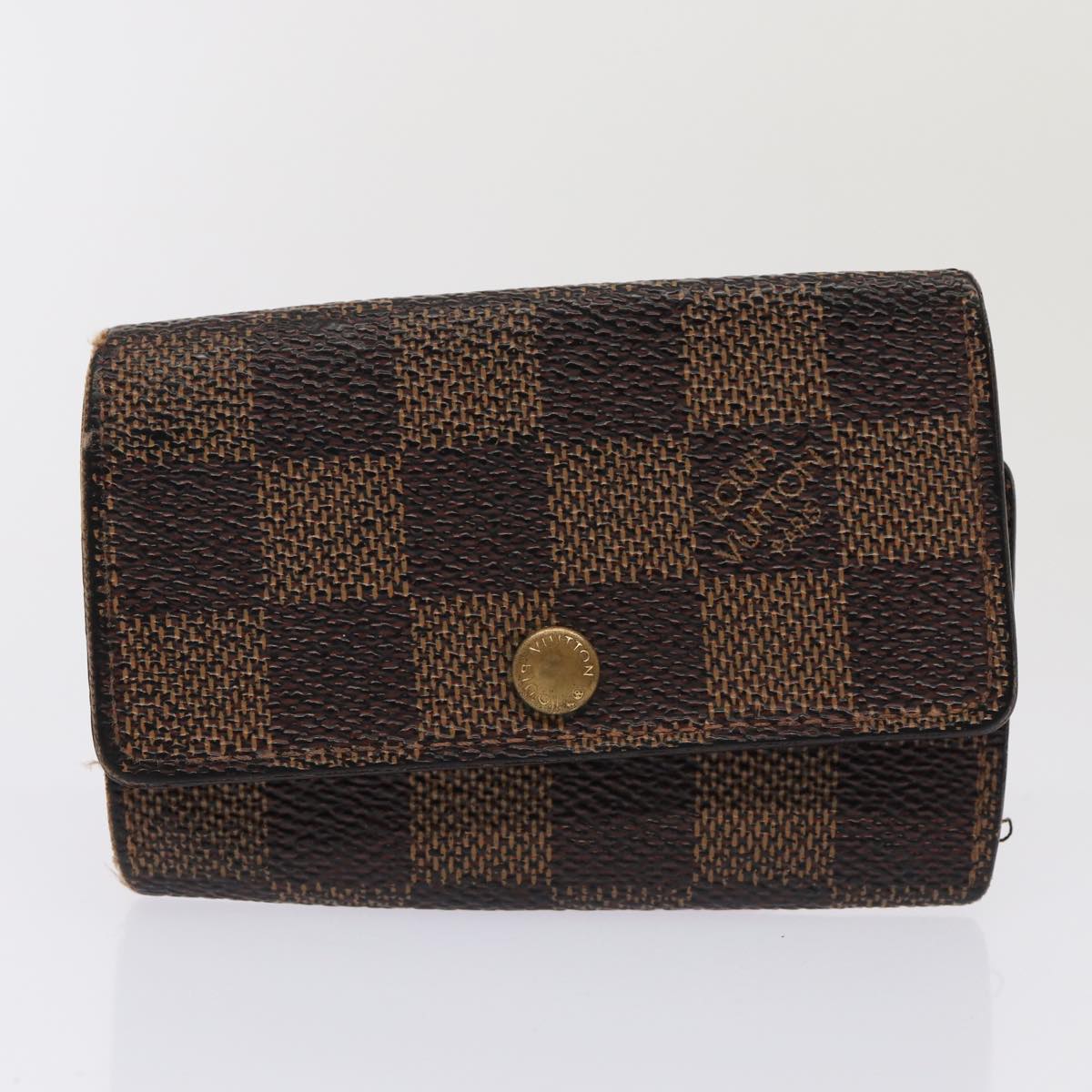 LOUIS VUITTON Damier Ebene Vernis Key Case 5Set Gray Pomme D'amour LV 85754