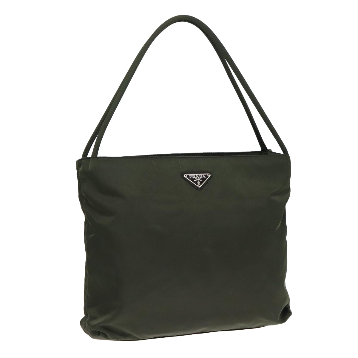 Luxury Prada Hand Bag Nylon Khaki Silver  85766
