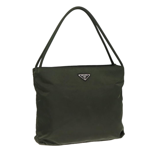 Luxury Prada Hand Bag Nylon Khaki Silver  85766