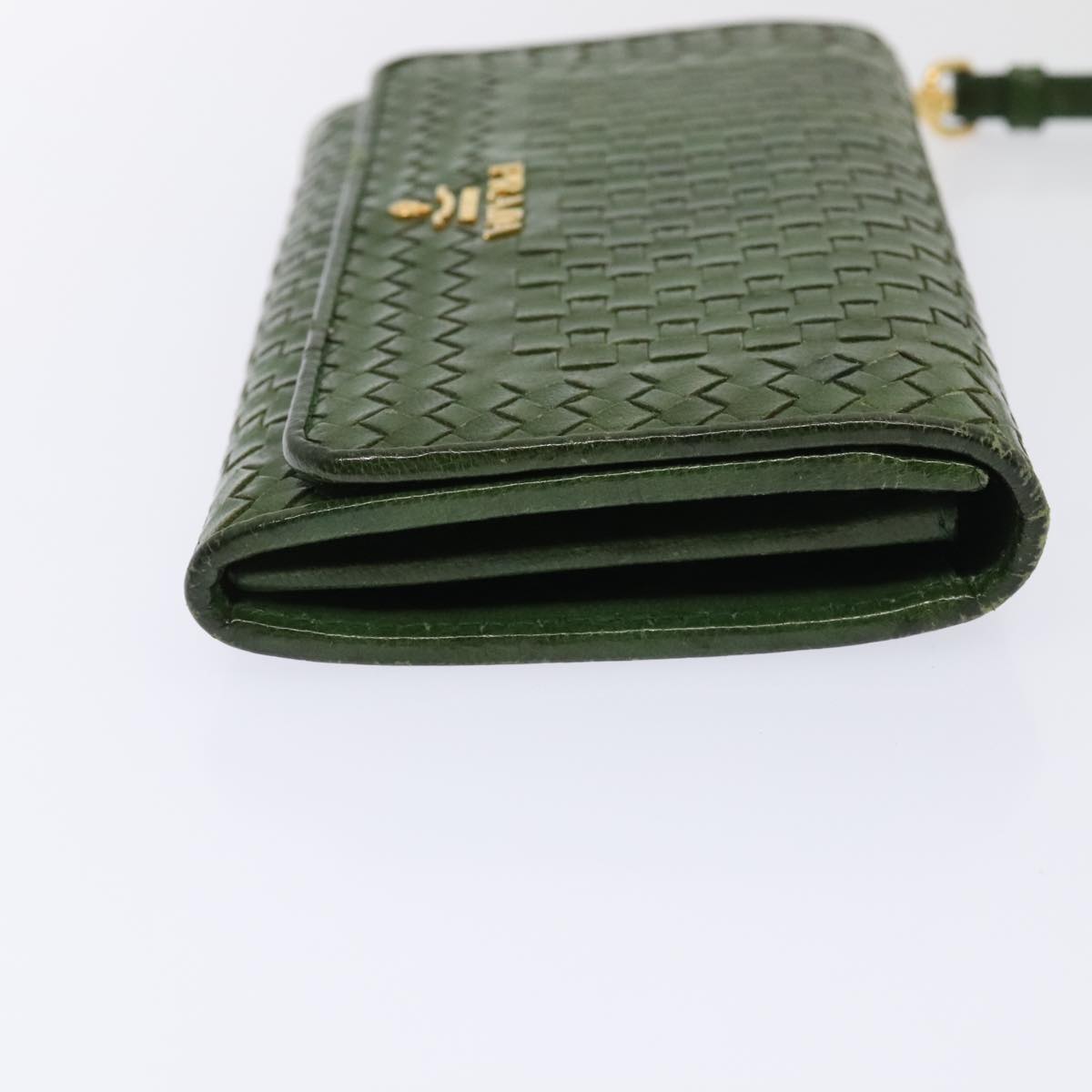 Luxury Prada Wallet Leather Green Gold  85772