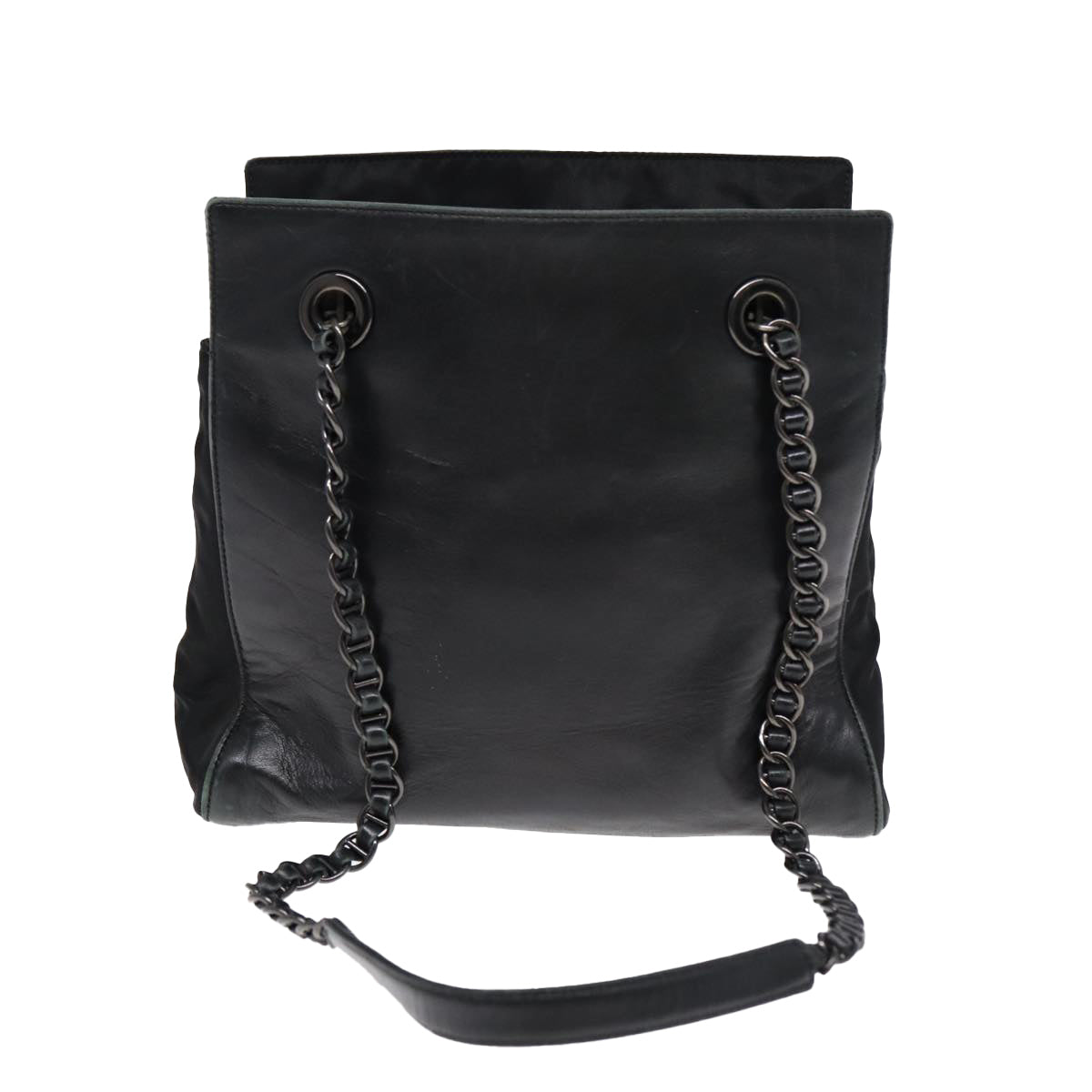 Luxury Prada Chain Shoulder Bag Leather Black Silver  85863