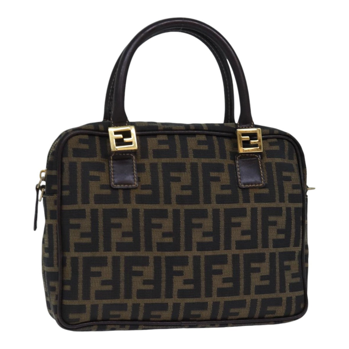 Luxury Fendi Zucca Canvas Hand Bag Brown Black gold85877