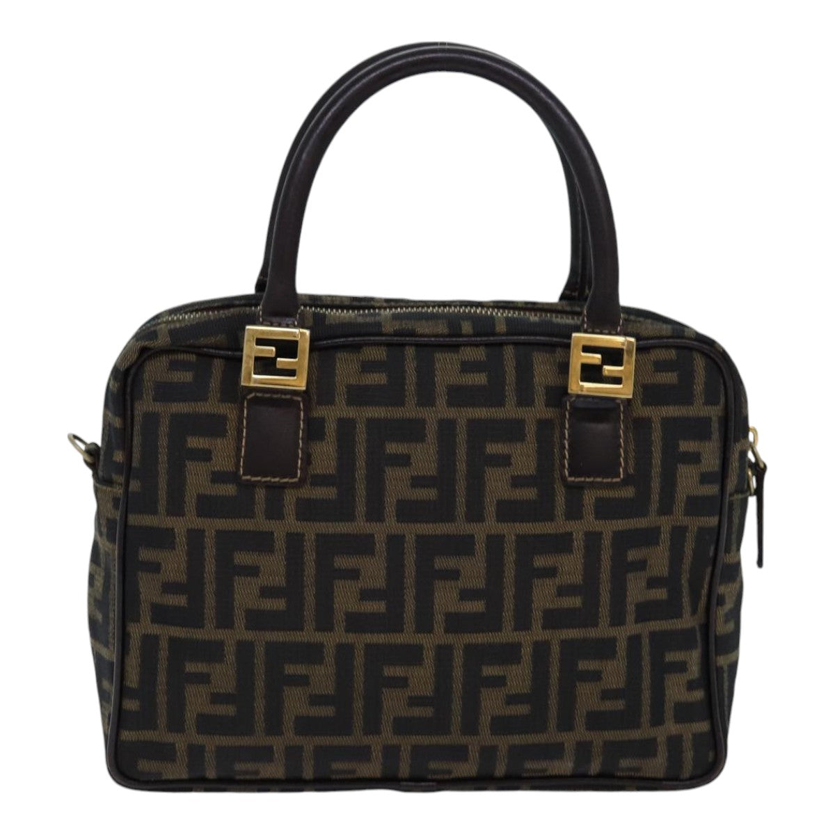 Luxury Fendi Zucca Canvas Hand Bag Brown Black gold85877