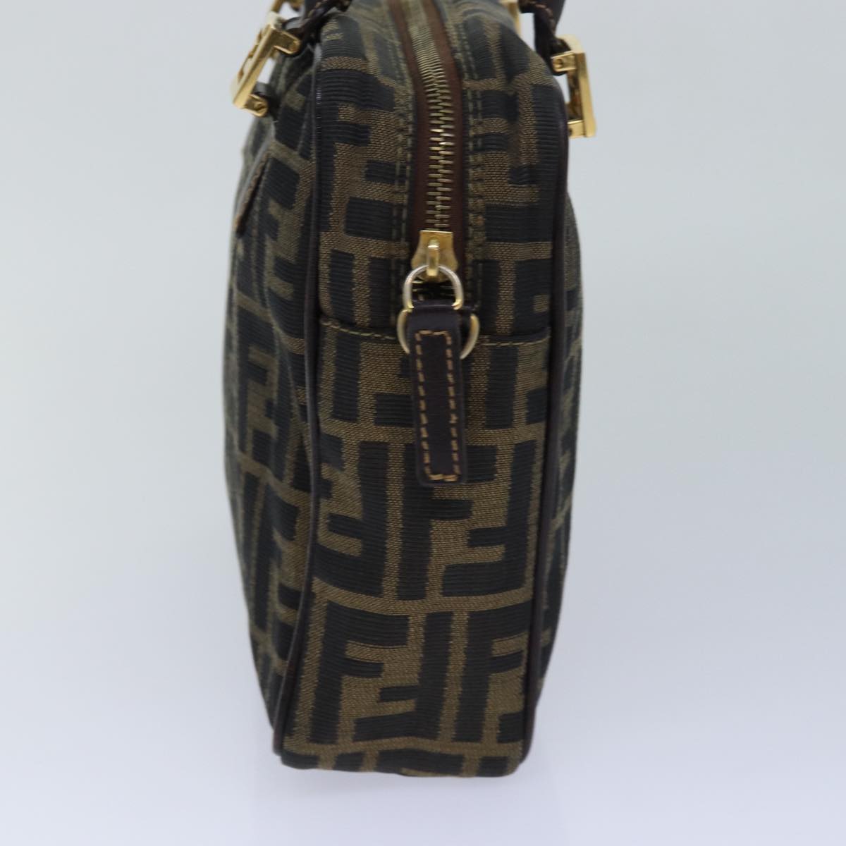 Luxury Fendi Zucca Canvas Hand Bag Brown Black gold85877