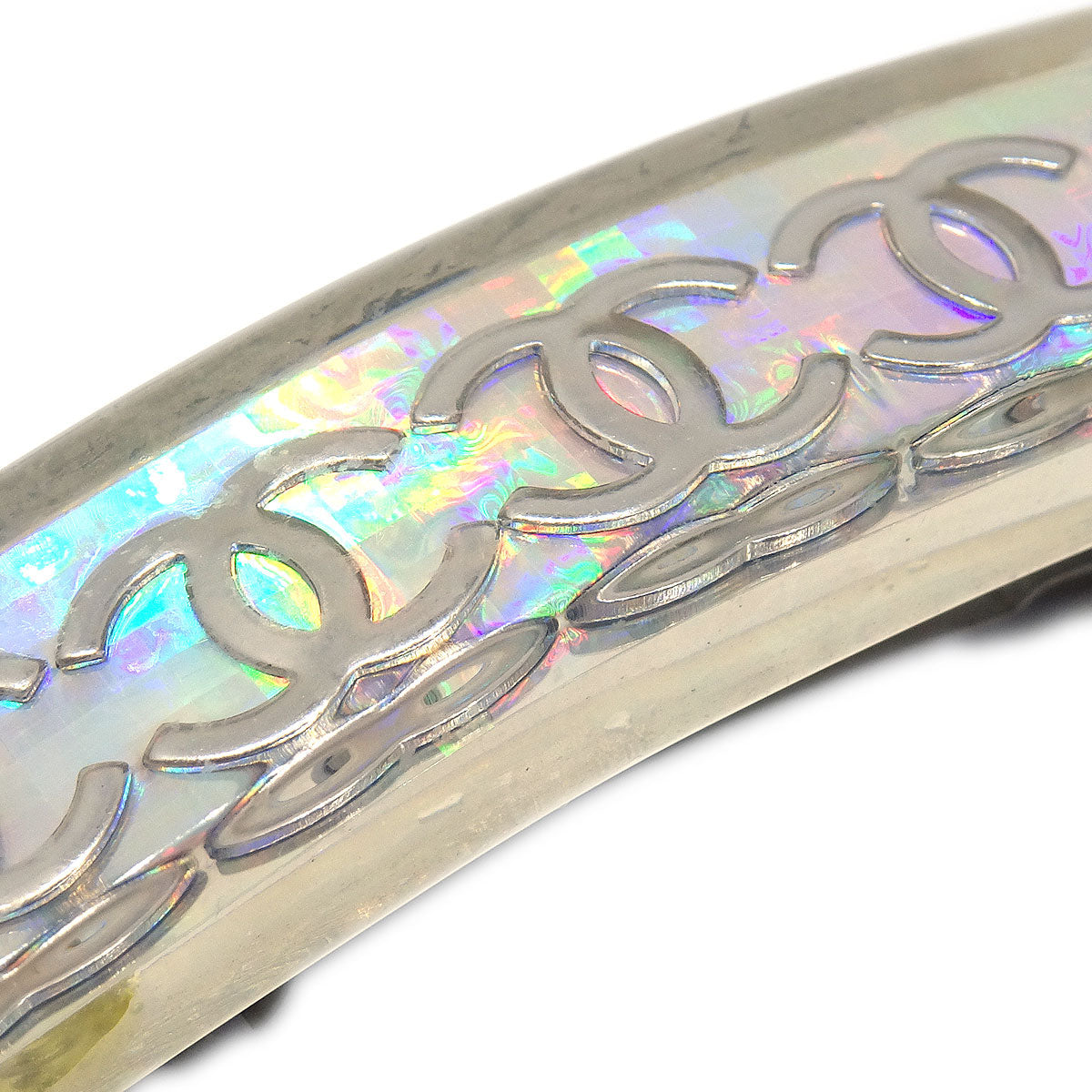 Luxury Chanel 1997 Clear Rainbow Lucite Hair Clip Barrette