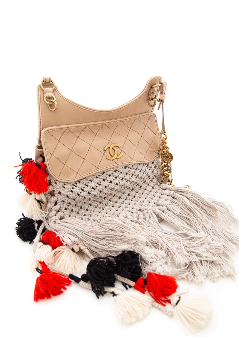 Luxury Chanel Tan Dubai Resort Crochet Cross-Body