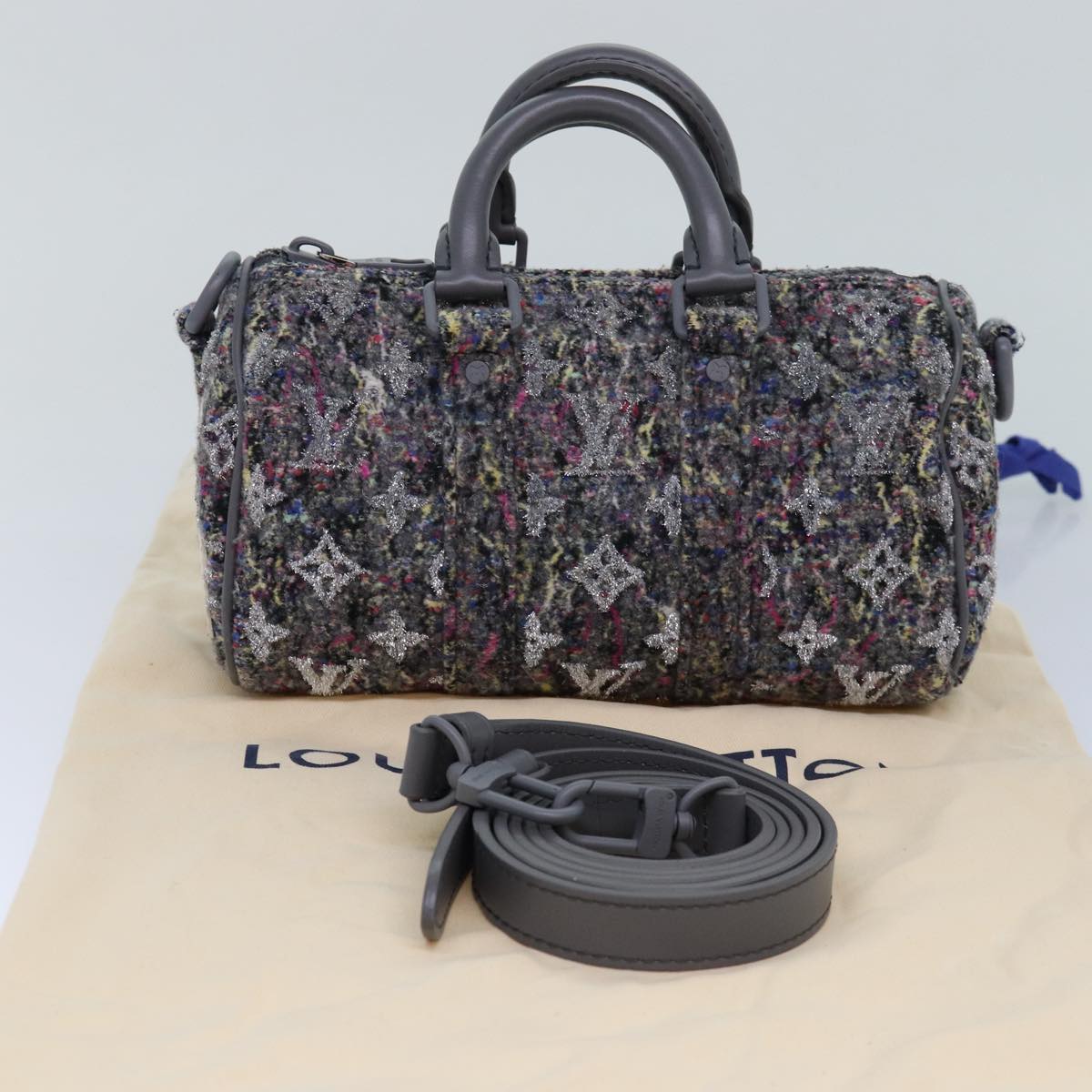 LOUIS VUITTON Monogram Felt Keepall XS Hand Bag Gray M80821 LV 86001S