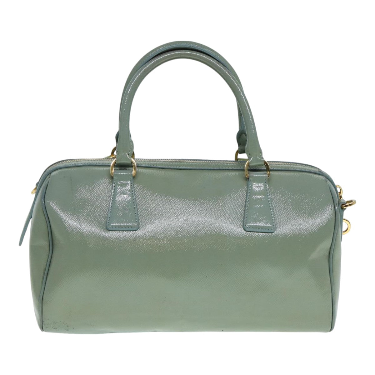 Luxury Prada Hand Bag Enamel 2way Green Gold  86018