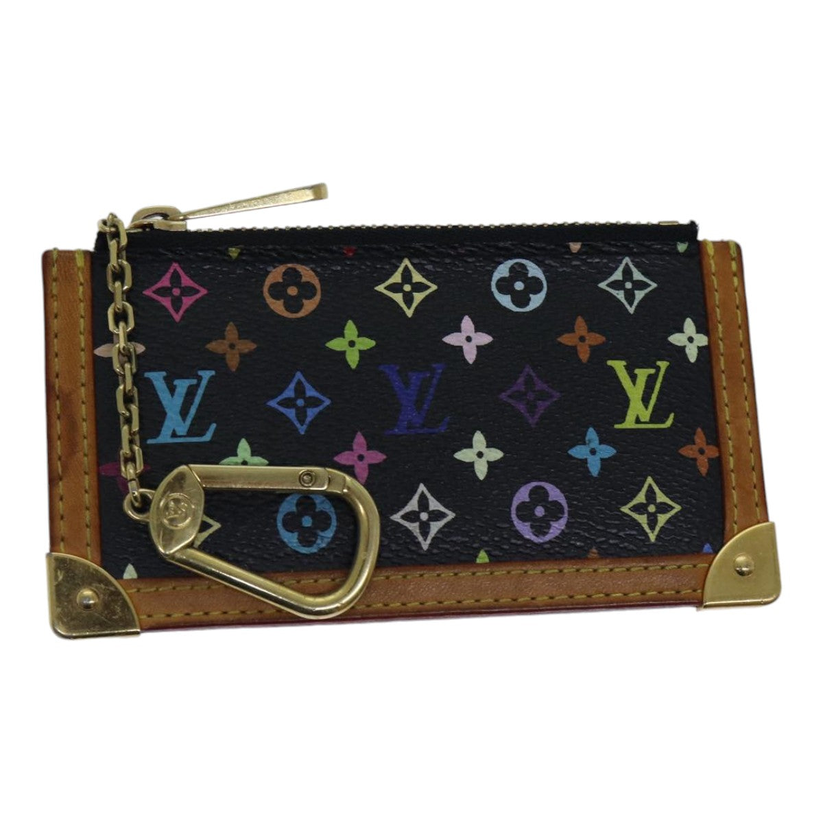 LOUIS VUITTON Monogram Multicolor Pochette Cles Purse Black M92654 LV 86029