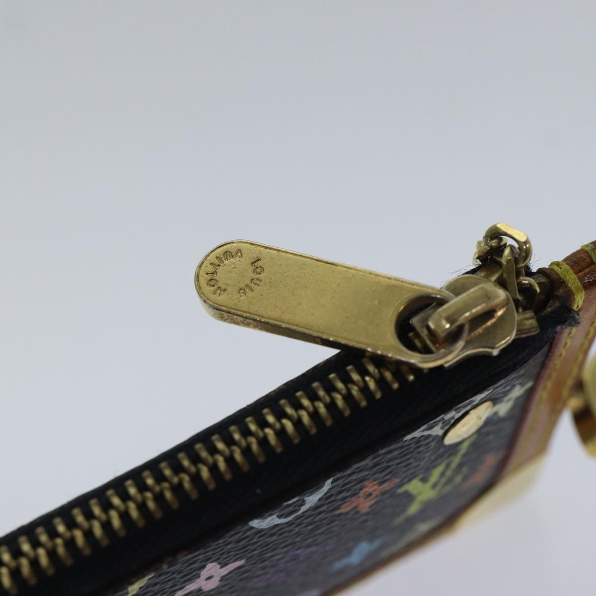 LOUIS VUITTON Monogram Multicolor Pochette Cles Purse Black M92654 LV 86029