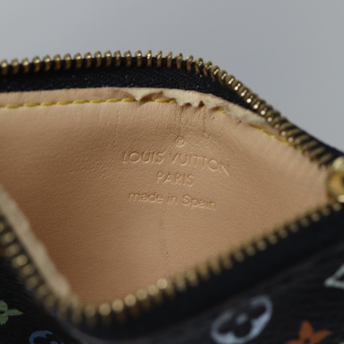 LOUIS VUITTON Monogram Multicolor Pochette Cles Purse Black M92654 LV 86029
