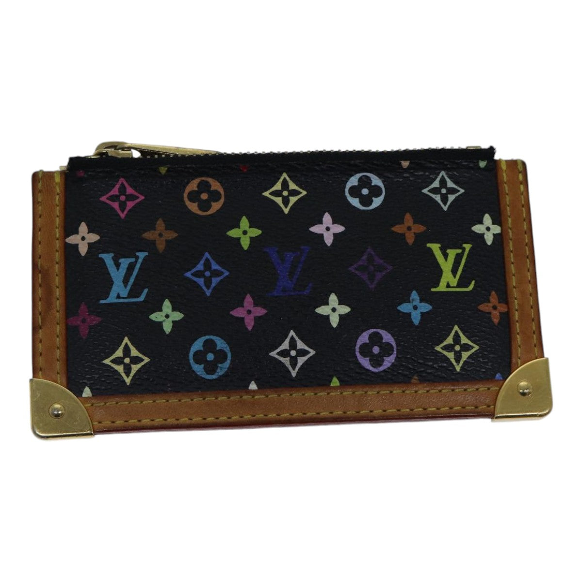LOUIS VUITTON Monogram Multicolor Pochette Cles Purse Black M92654 LV 86029