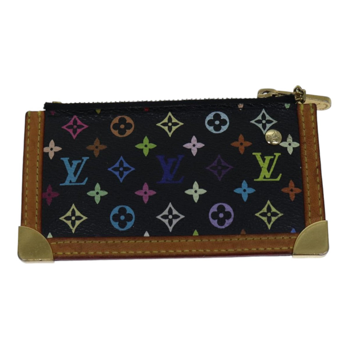 LOUIS VUITTON Monogram Multicolor Pochette Cles Purse Black M92654 LV 86029