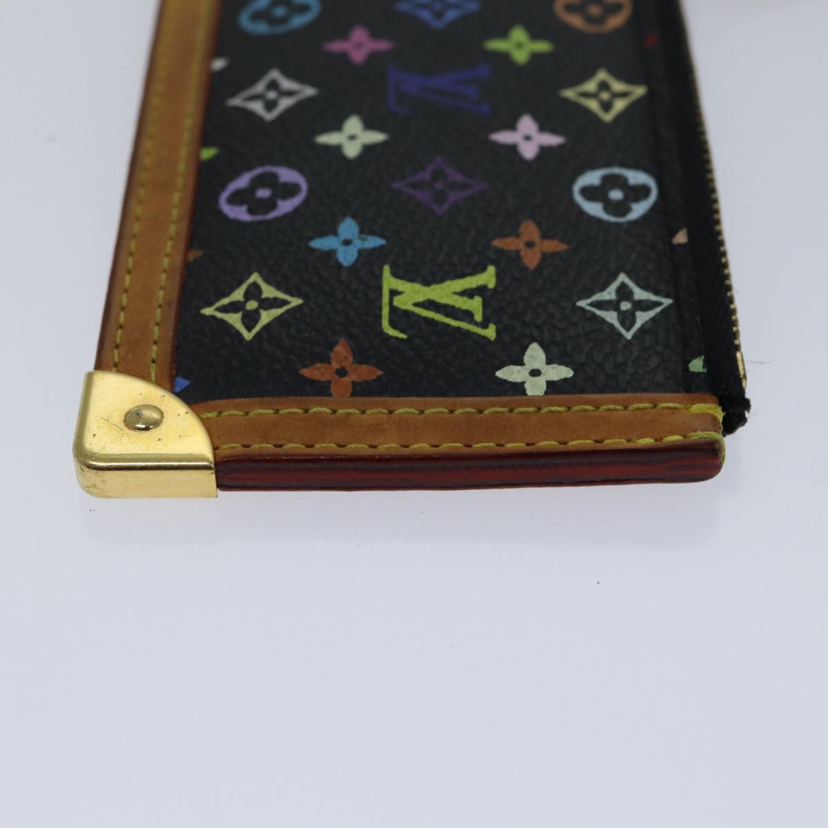 LOUIS VUITTON Monogram Multicolor Pochette Cles Purse Black M92654 LV 86029