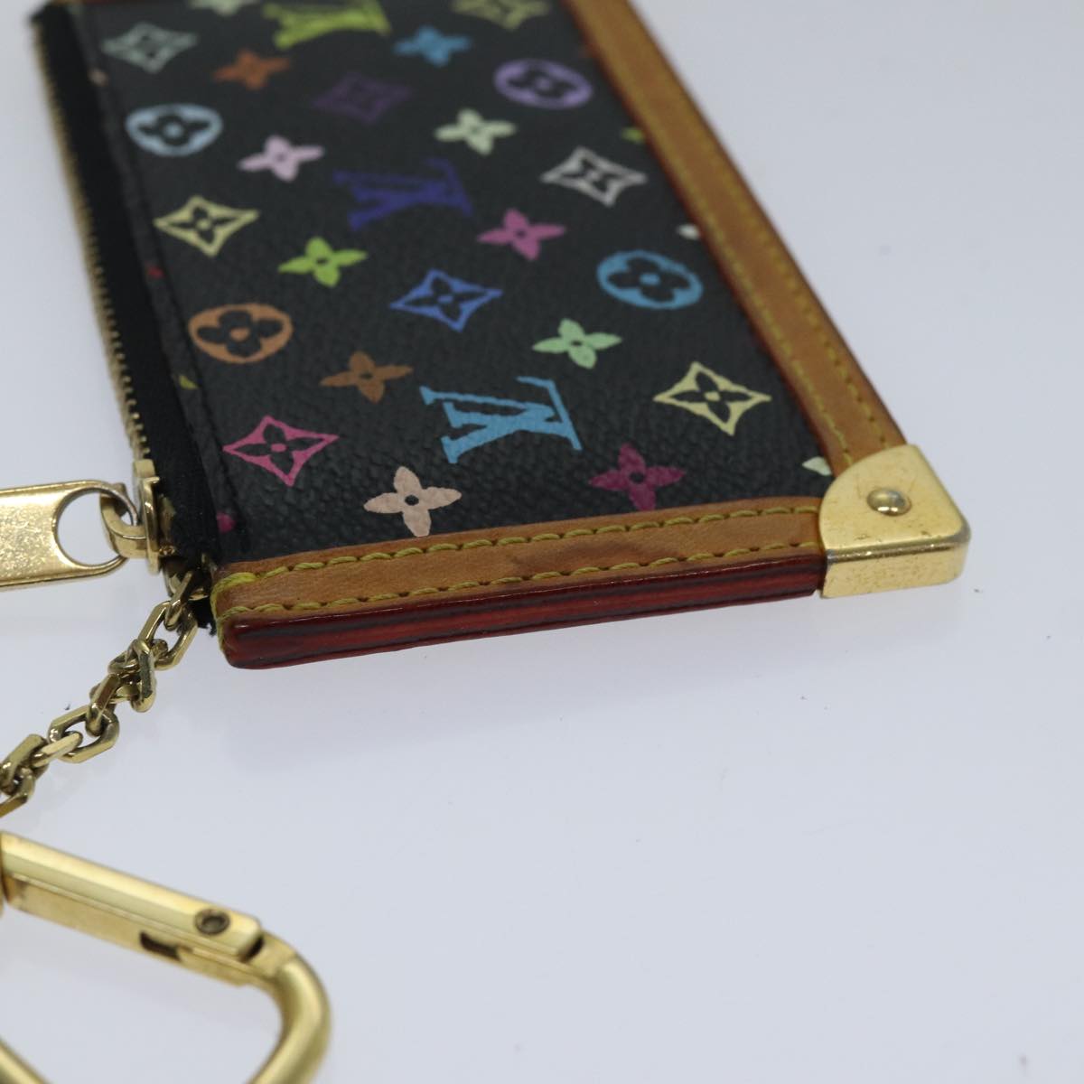 LOUIS VUITTON Monogram Multicolor Pochette Cles Purse Black M92654 LV 86029