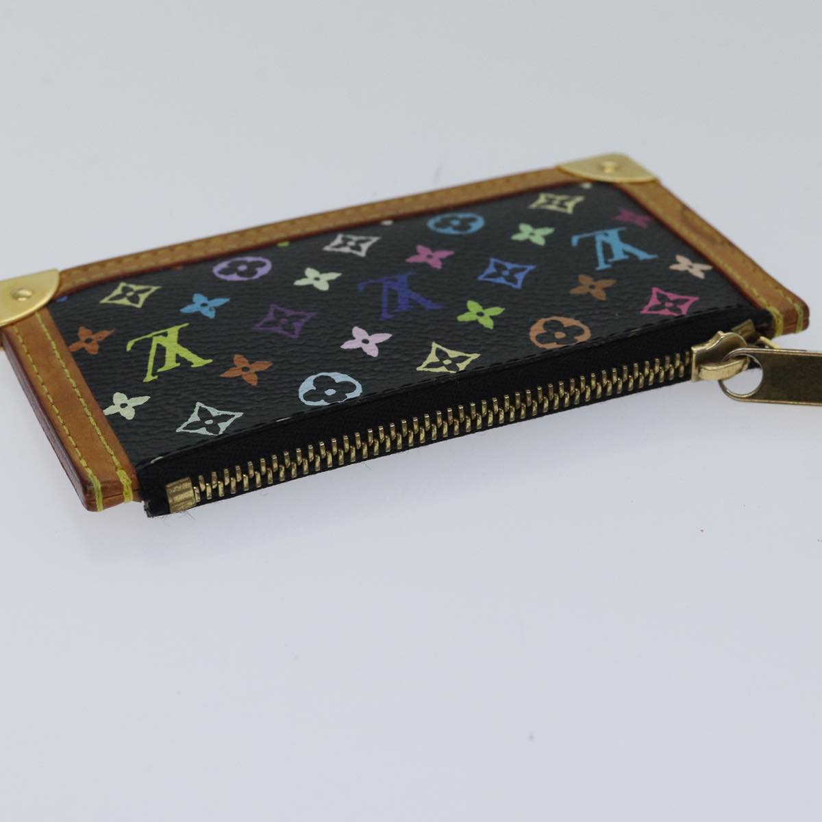 LOUIS VUITTON Monogram Multicolor Pochette Cles Purse Black M92654 LV 86029