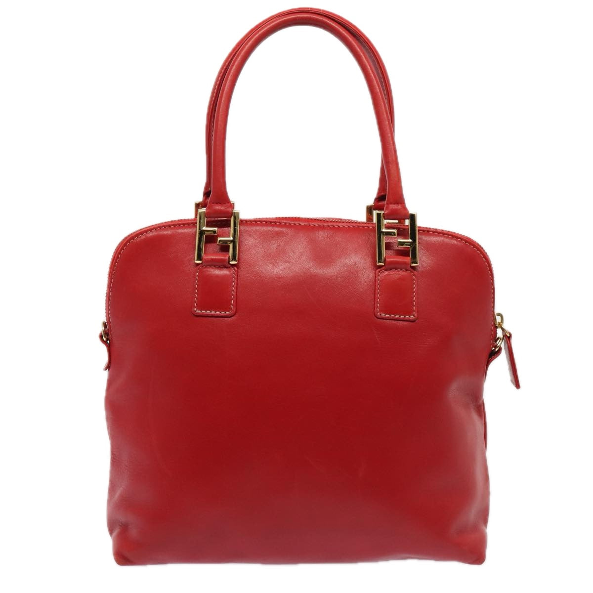 Luxury Fendi Hand Bag Leather 2way Red Gold86044