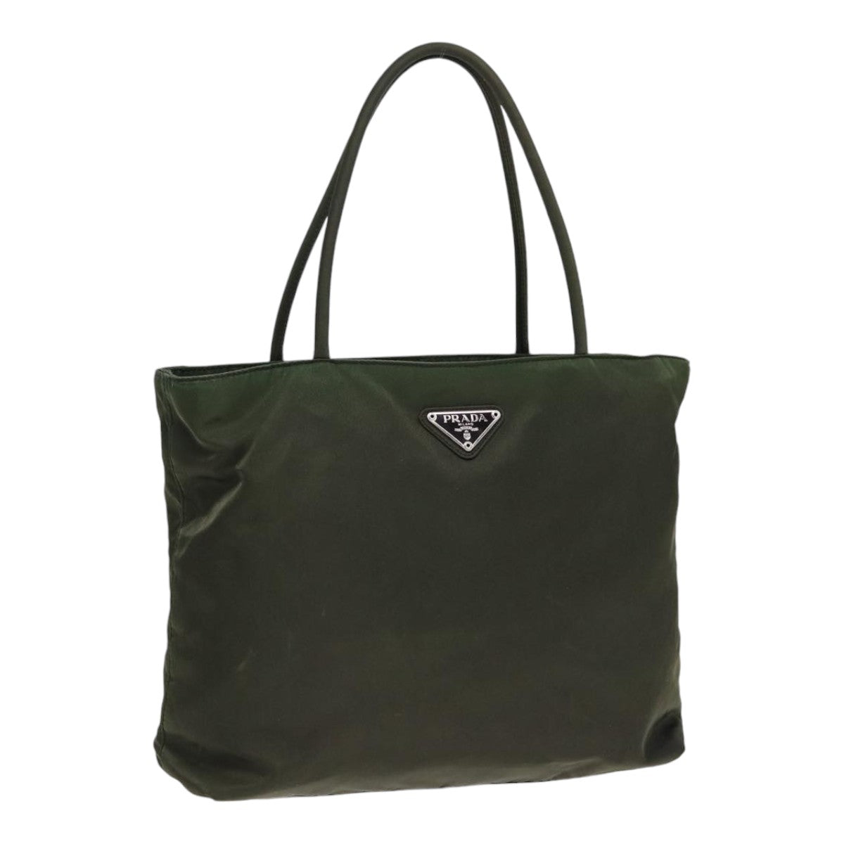 Luxury Prada Hand Bag Nylon Khaki Silver  86045