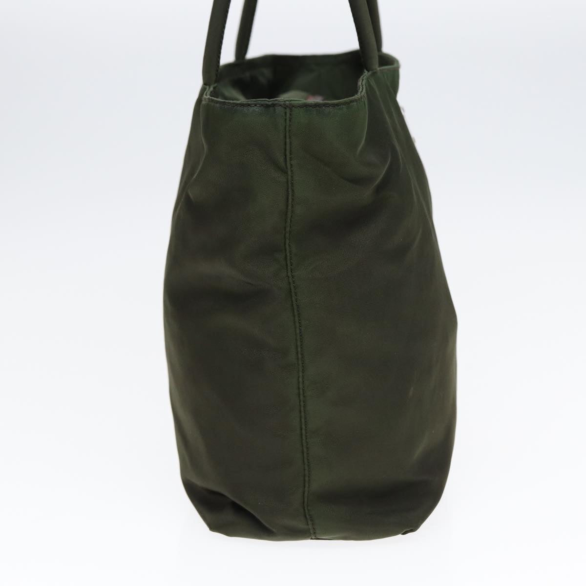 Luxury Prada Hand Bag Nylon Khaki Silver  86045