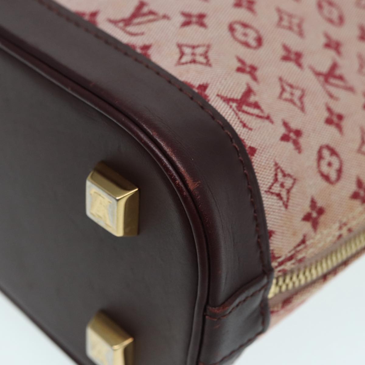 LOUIS VUITTON Monogram Mini Alma Haut Hand Bag Red M92204 LV 86110