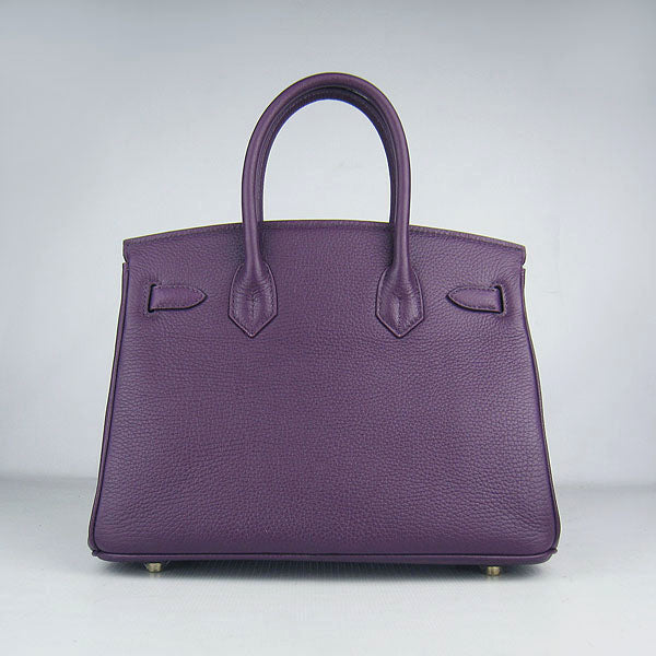 Luxury Hermes Birkin 30cm Togo leather Handbags purple golden