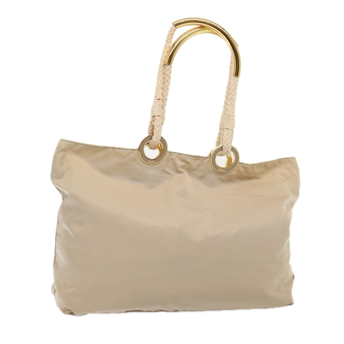 Luxury Prada Tote Bag Nylon Beige Gold  86152