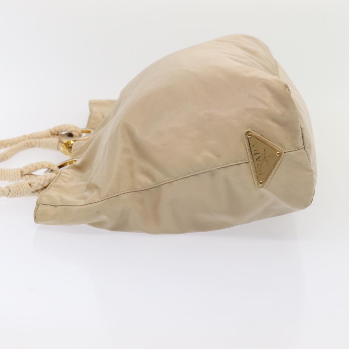 Luxury Prada Tote Bag Nylon Beige Gold  86152